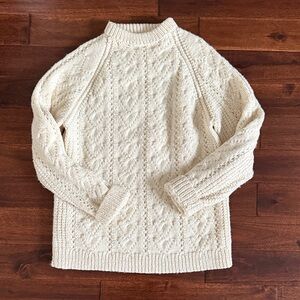 Vintage Irishman Cream Cable Knit Wool Sweater fits an XS/S